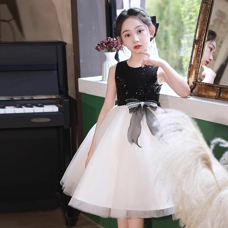 儿童礼服公主裙短款女童绝美轻奢高端生日小女孩主持人钢琴演出服