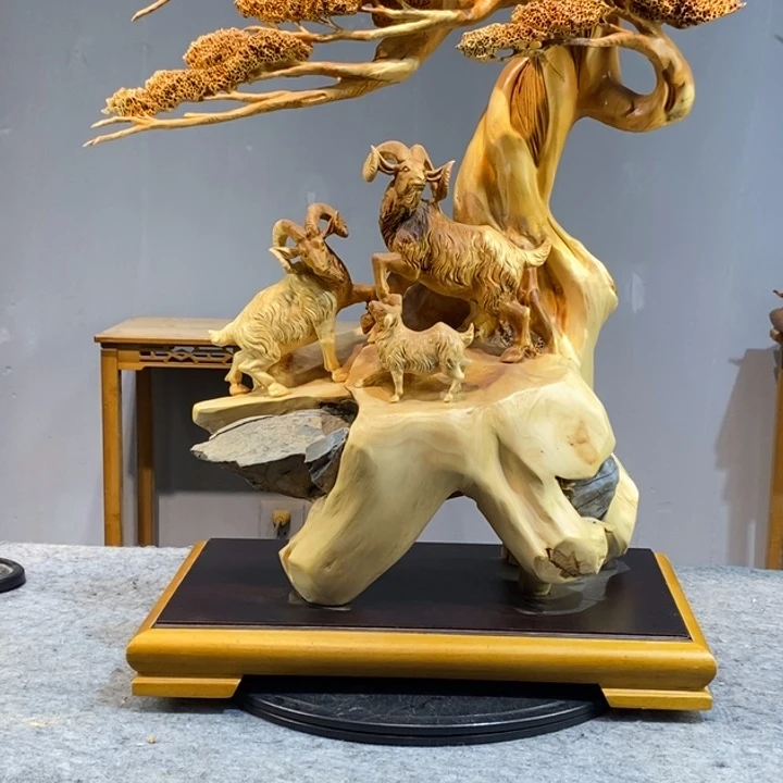 四***宝柏木木雕工艺品摆件