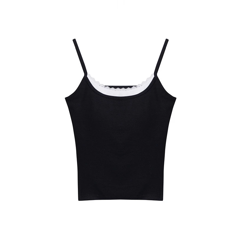 【蕾丝诱惑】假两件蕾丝边拼接显瘦百搭吊带背心A2960