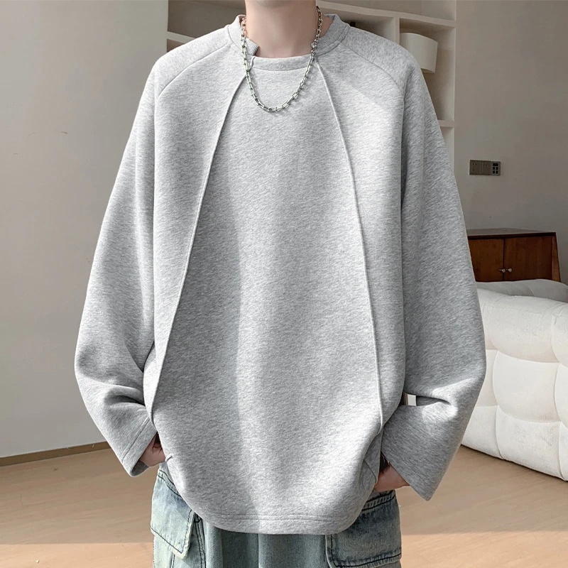 美式解构拼接长袖T恤男秋季潮牌设计感痞帅男士男条纹长袖t恤