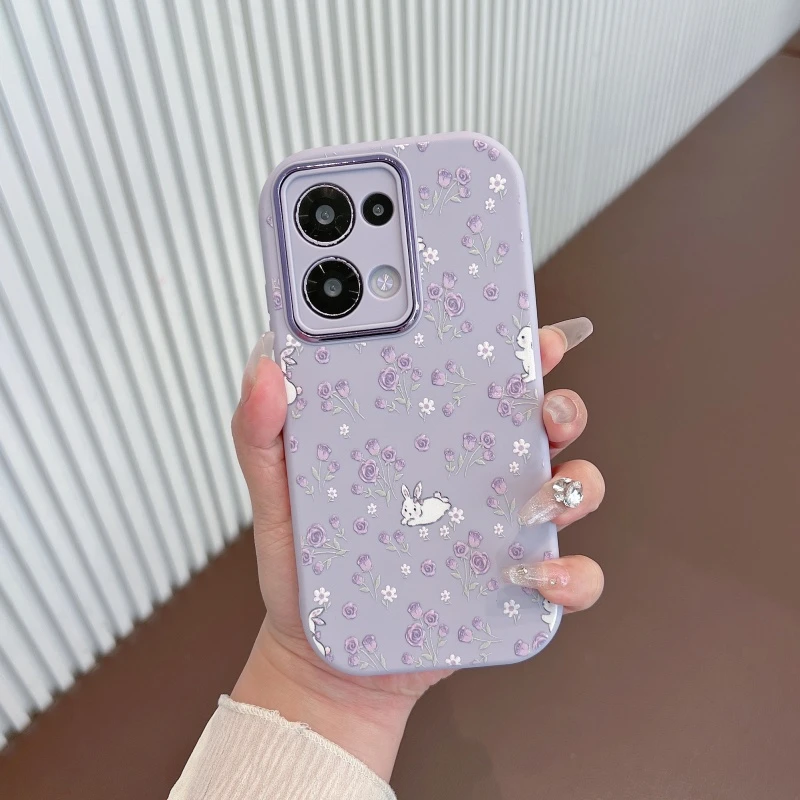 适用于opporeno13手机壳新款reno13pro小清新紫色玫瑰花防摔软壳