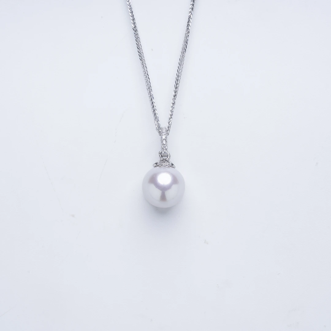 【爱迪生珍珠】银S925白色珍珠吊坠10-11mmPB