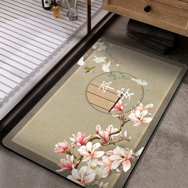 新中式地垫硅藻泥卫生间脚垫门垫进门入户浴室门口吸水速干防滑