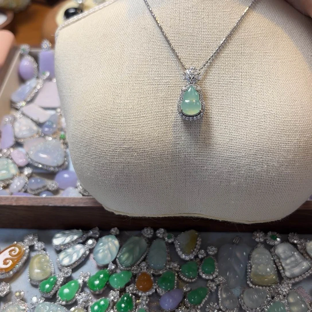 翡翠银S925镶嵌吊坠(不含链)