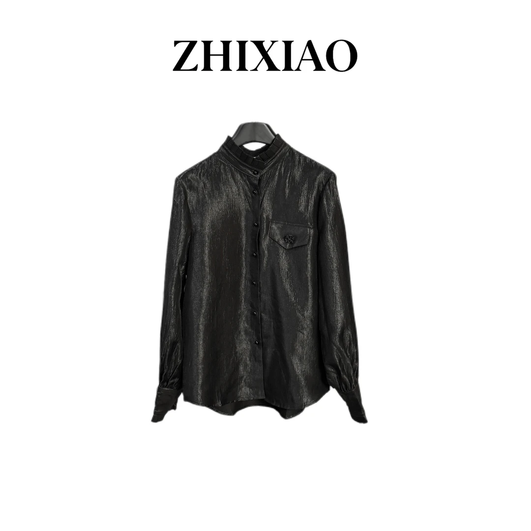 【ZHIXIAO】秋冬新款：闪丝玫瑰扣衬衣90848