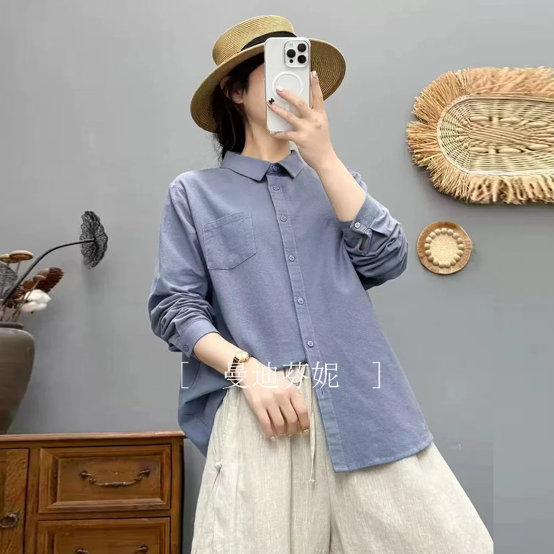 【曼迪芬妮】MY555秋冬新款磨毛文艺纯色长袖显瘦时尚休闲宽松