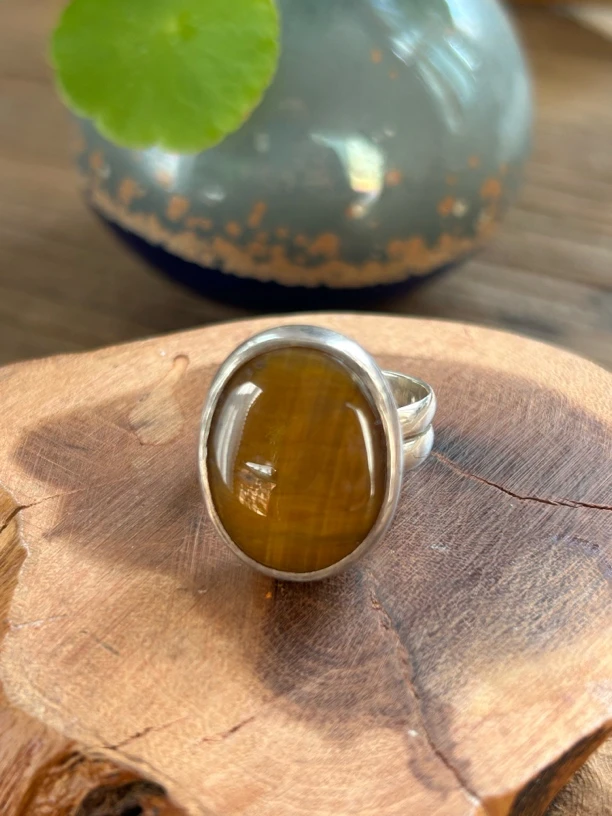 925银戒指 尼泊尔纯手工银镶嵌木边石戒指气质时尚复古民族风