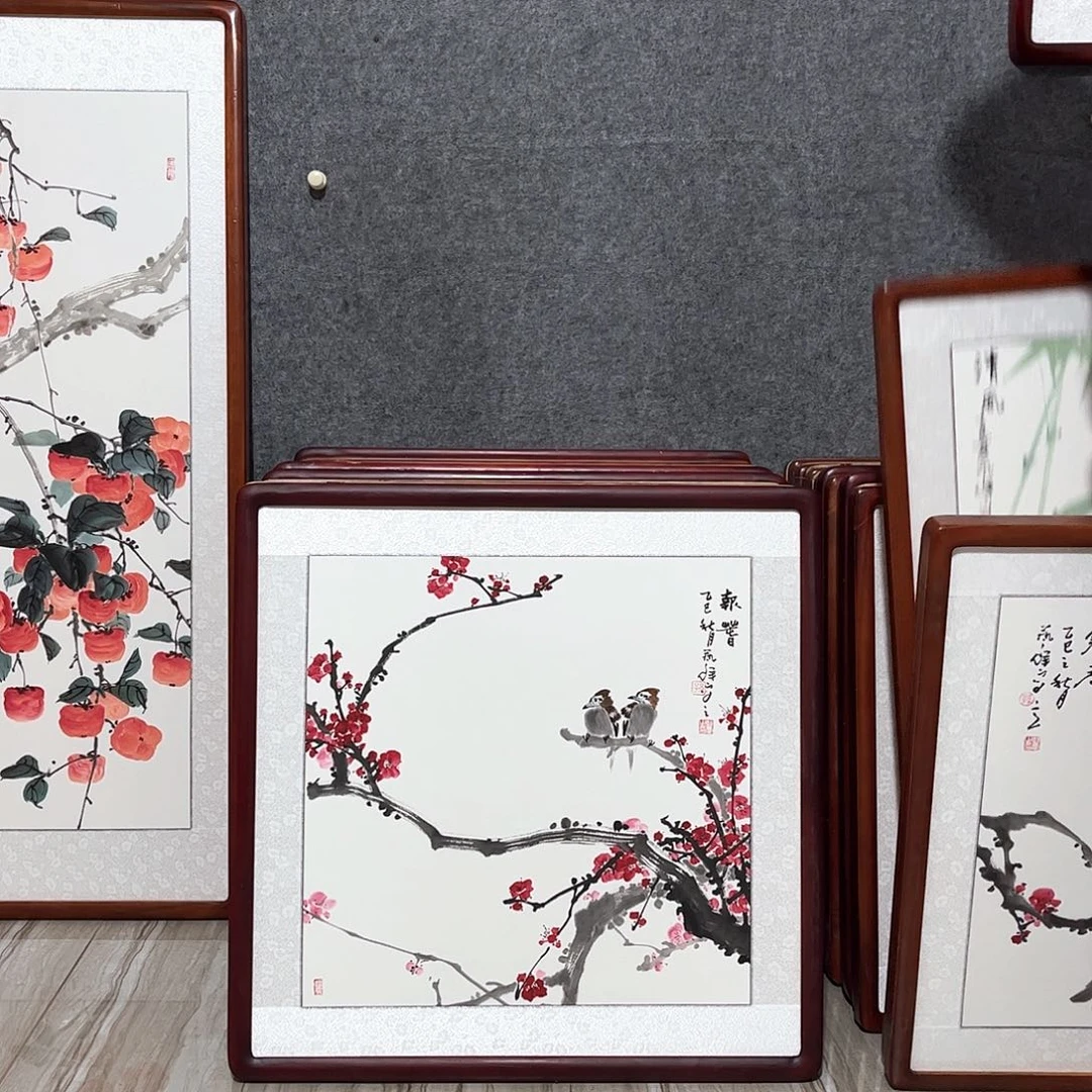 国画书画作品带框63×63