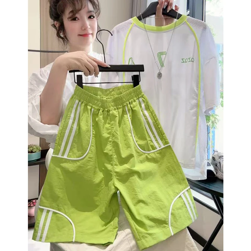 男童套装夏薄款运动衣服中大童男孩夏季痞帅短袖裤球衣两件套速干