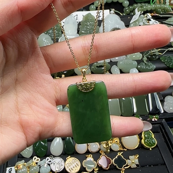 和田玉银S925镶嵌吊坠(赠链)