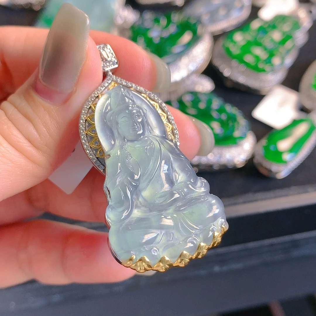 翡翠颈饰银S925镶嵌翡翠