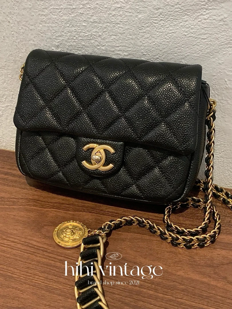 99新 Chanel/香奈儿 Chanel 黑金金币链条方胖子 二店