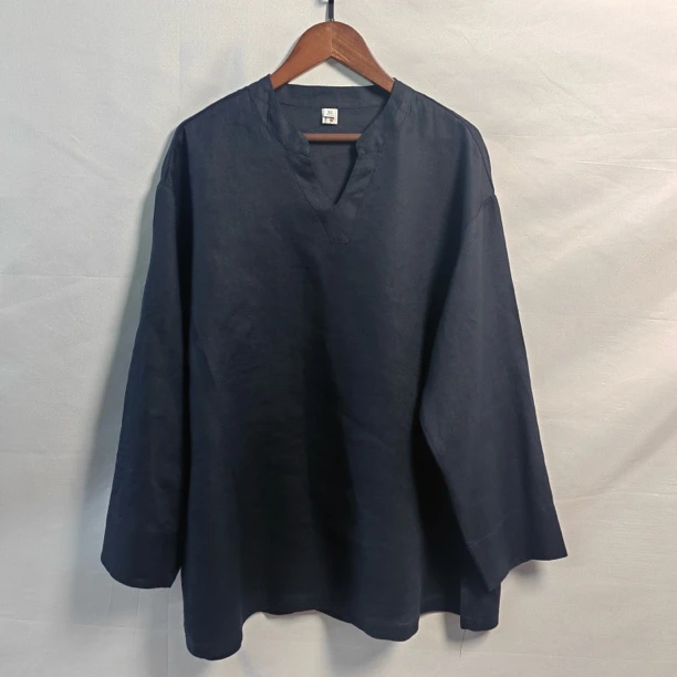 【2025春夏】麻之韵亚麻女款小v领长袖百搭上衣（0519）