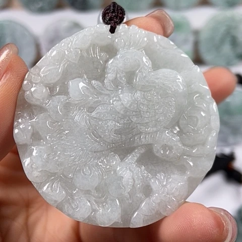 翡翠颈饰未镶嵌龙凤呈祥两面工福利