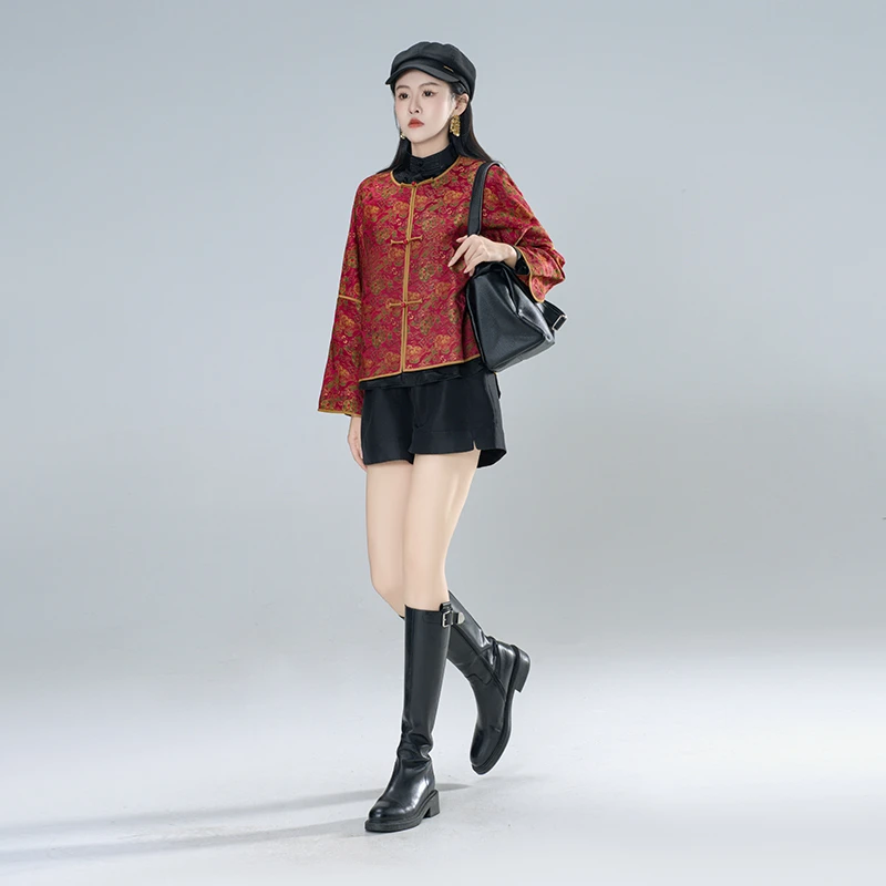 青娘子（昭愿）新中式国风时尚百搭喜庆红色宽松印花春款外套-60208