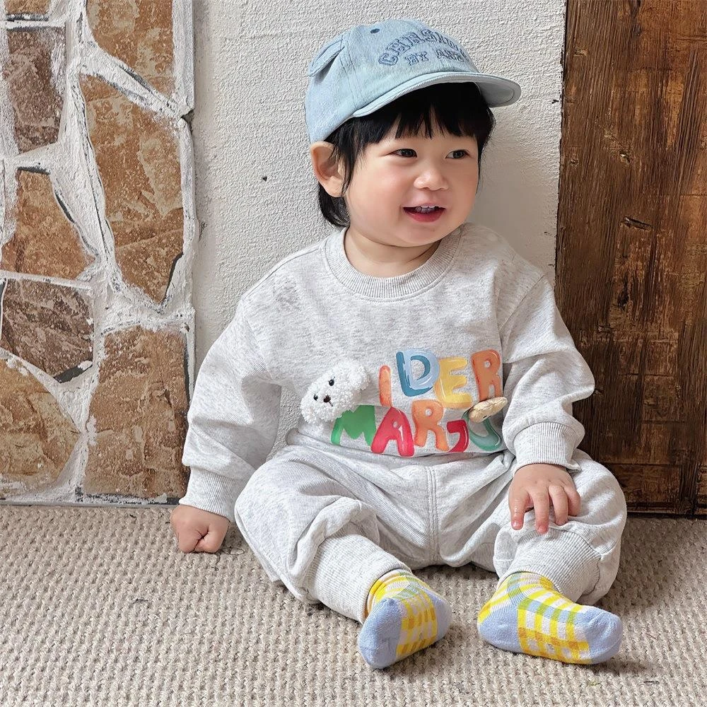 FAVMARTHA儿童外出衣服春装韩版童装宝宝春秋款套装婴儿印花卫衣