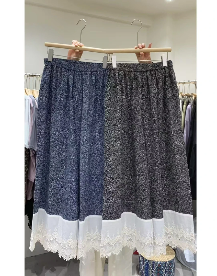 高腰显瘦蕾丝拼接直筒裤复古甜美