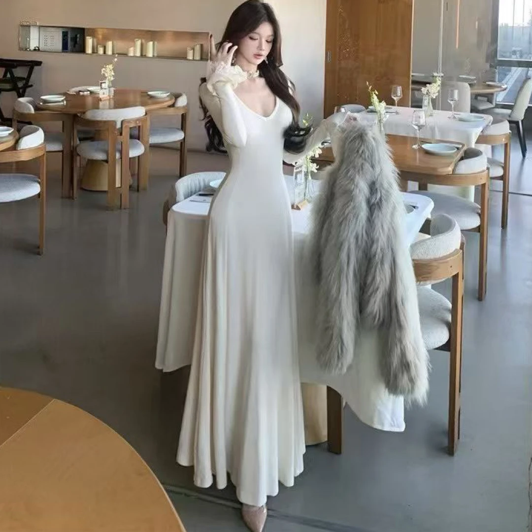 【南庭外】v领长裙