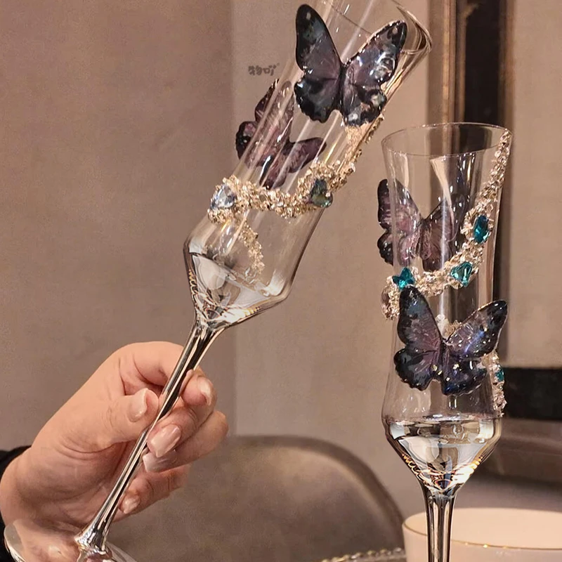 香槟杯子敬酒杯一对diy敬酒杯diy装饰手工材料包结婚订婚新婚礼物