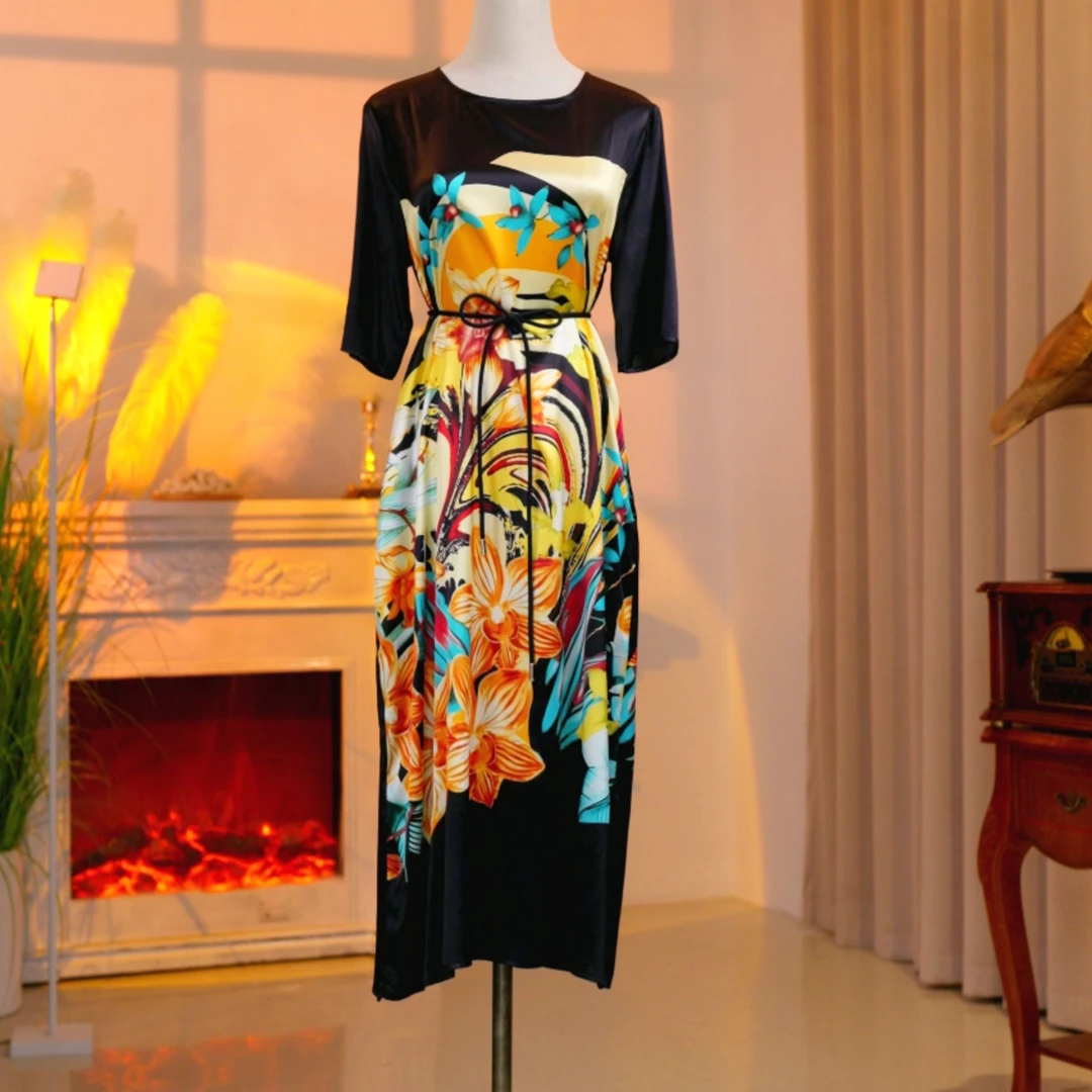 【2026新款】 桑蚕丝高定时尚气质减龄优雅连衣裙  250255