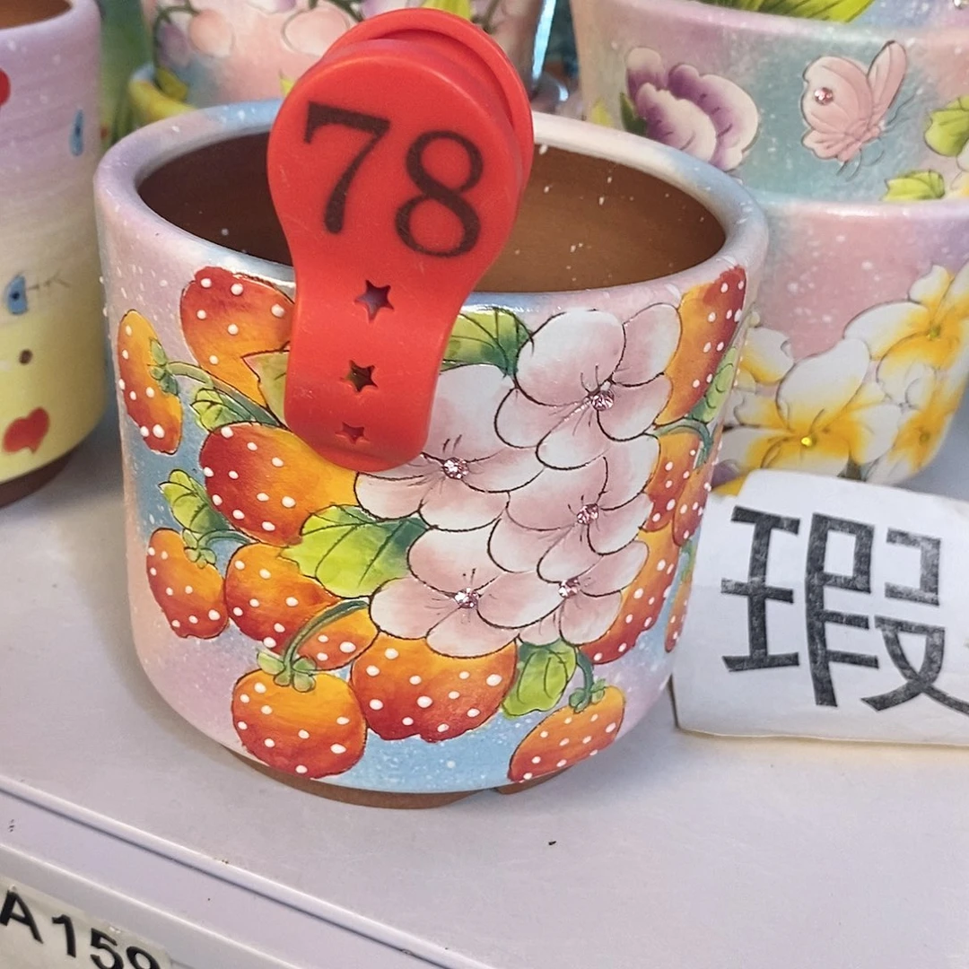 紫砂花盆红陶手绘花盆