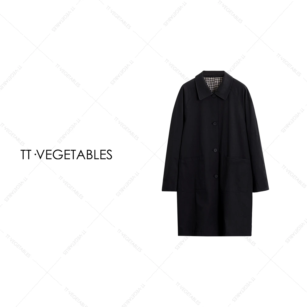 噢芬/小个子 【乐琪】纯棉立体风衣百搭翻领大衣525707