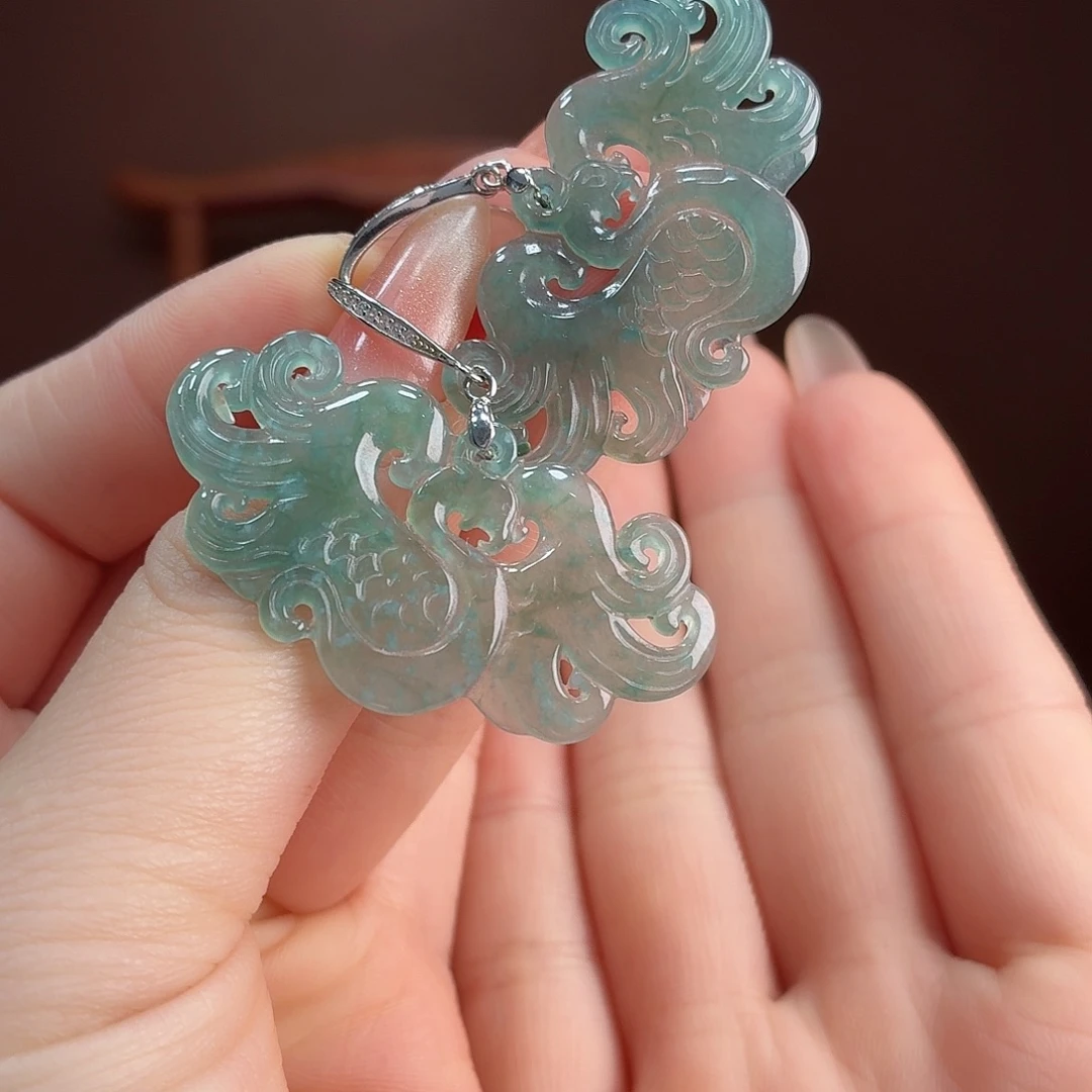 翡翠银S925镶嵌耳饰