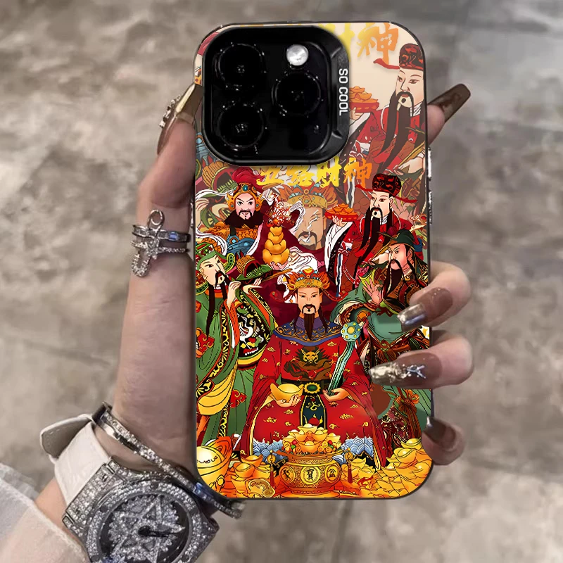 新年五路财神适用苹果16promax手机壳iPhone15创意14保护套个性17