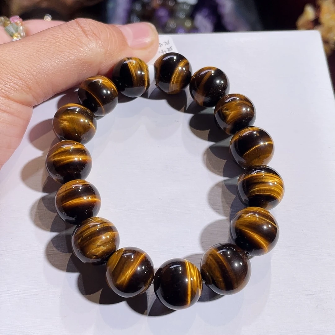 硅化玉未镶嵌手链黄虎眼14mm