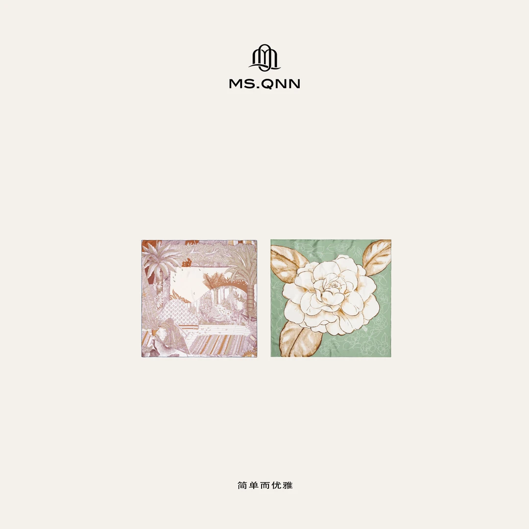 Ms.Qnn“真丝围巾”  100桑蚕丝双面定位印花丝巾 36S378 Q姐心选