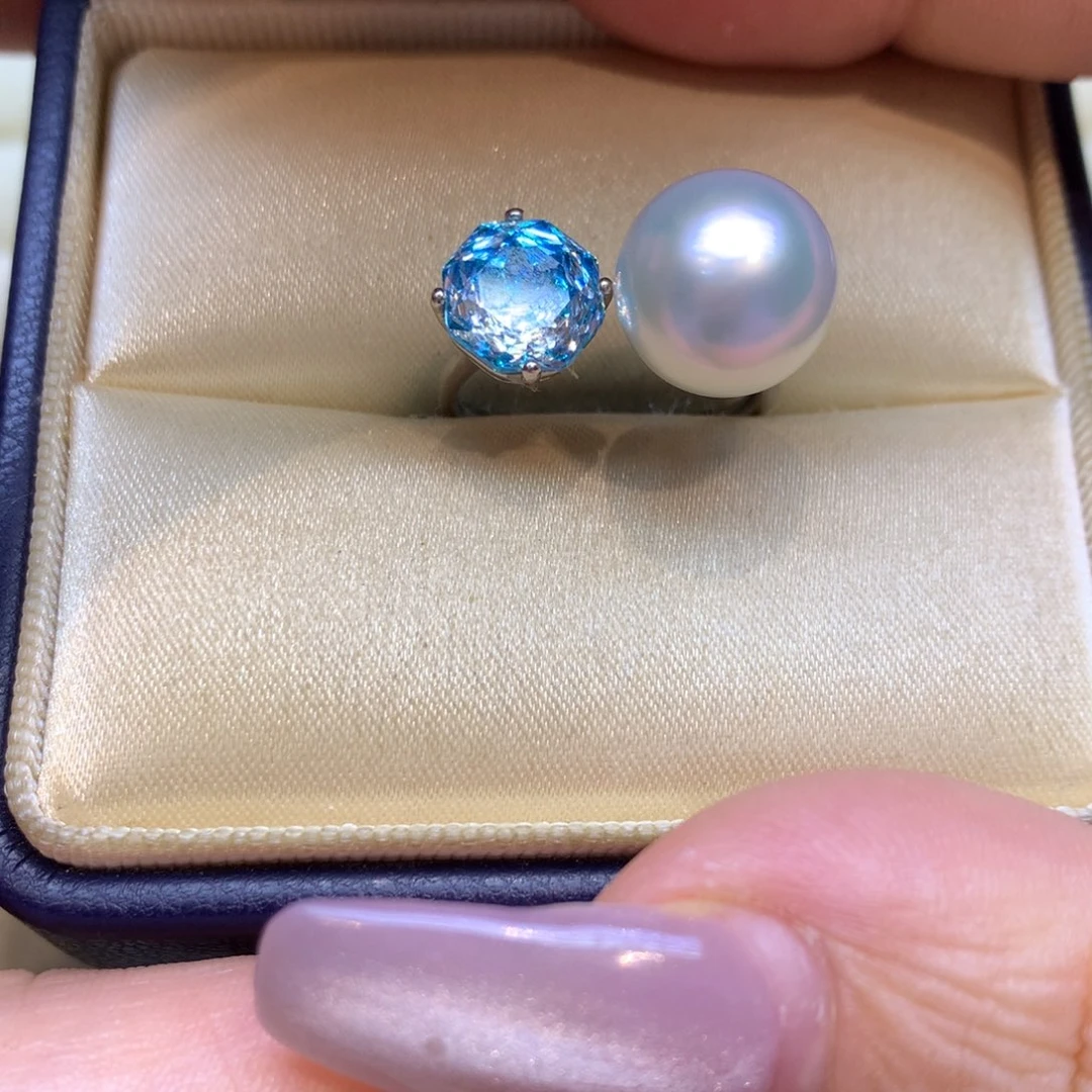 银S925镶嵌戒指海水珍珠