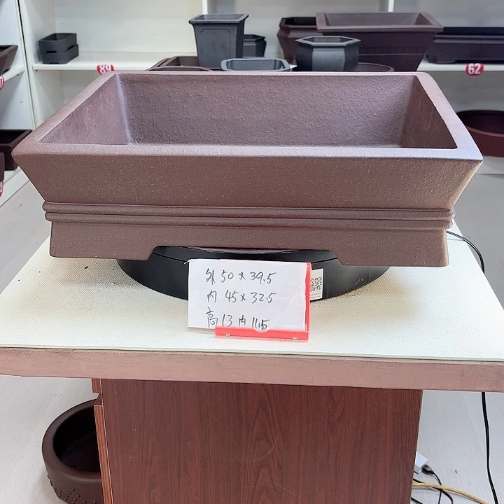 紫砂花盆中双线大