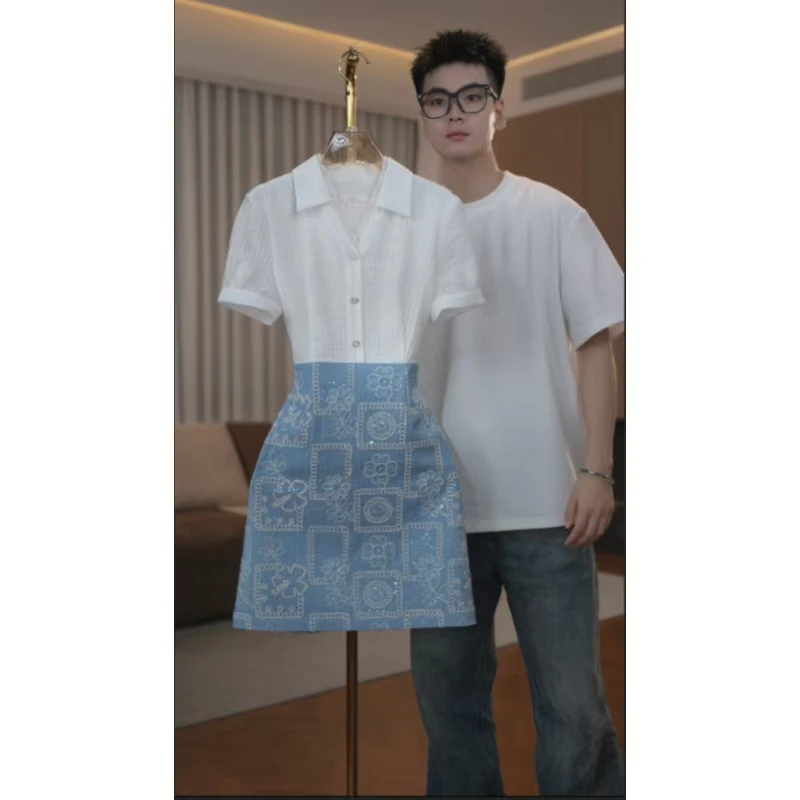【蒂妮佳】2034夏季新款假两件套拼接连衣裙1