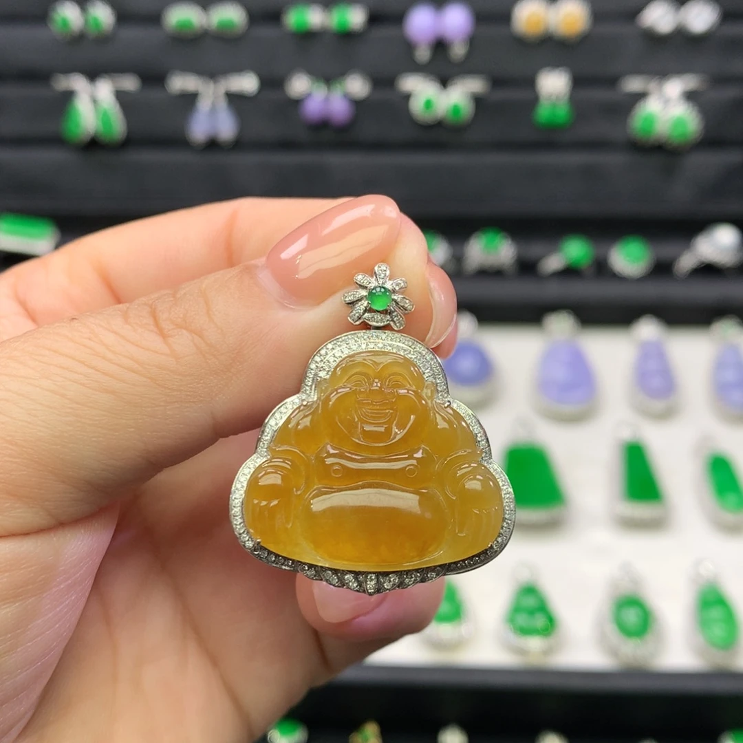 吊坠(不含链)18K金镶嵌翡翠