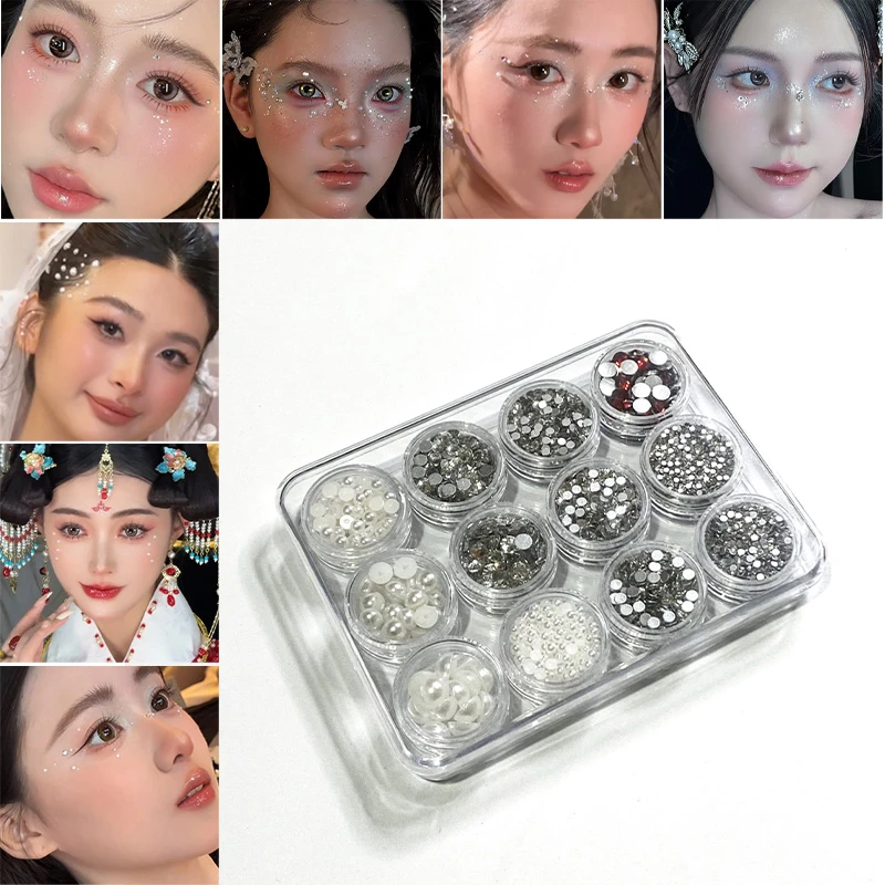 盒装珍珠贴片 圆白钻 红钻混装一盒约120克M11