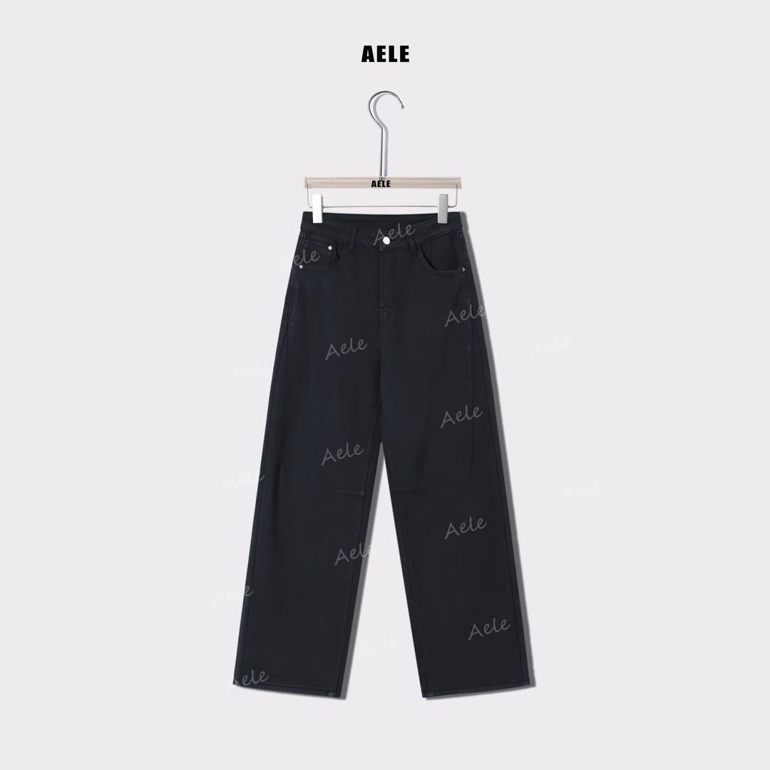 AELE时尚简约直筒裤磨毛女高腰休闲裤长裤牛仔裤 K855 3671 AD