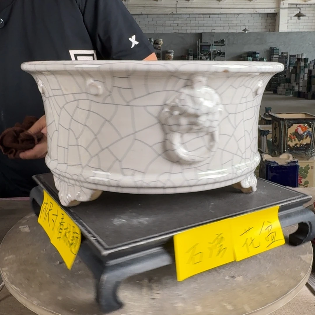 。一风堂石湾花盆 缩釉 内29*13