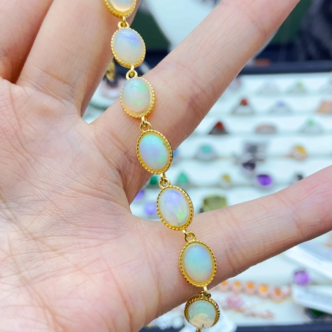 银S925镶嵌欧泊手链