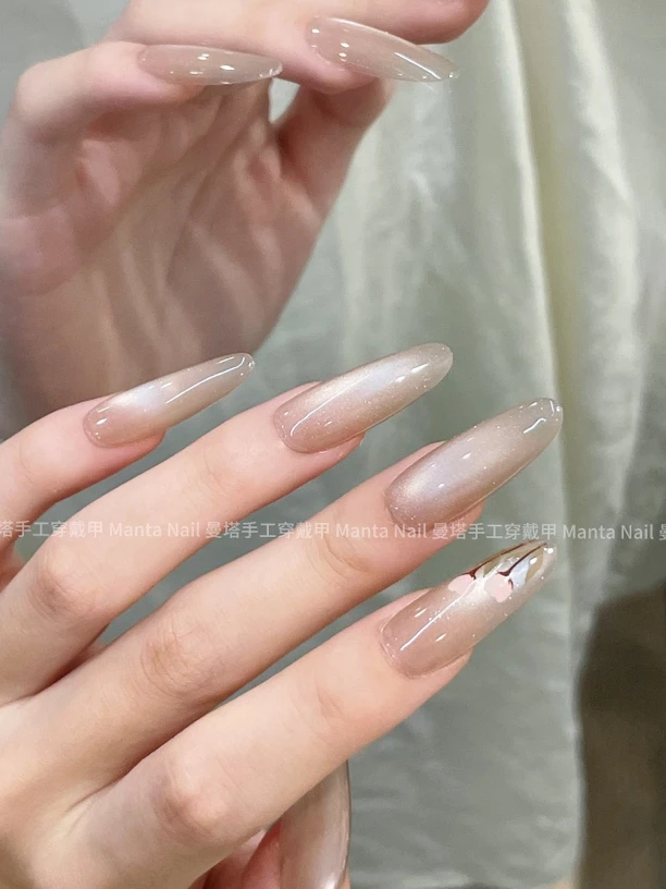 【售完不补】郁郁香风｜猫眼手绘温柔郁金香纯欲夏日纯手工穿戴甲