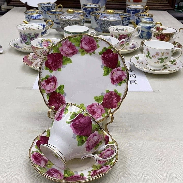 摆件进口瓷器老英国玫瑰