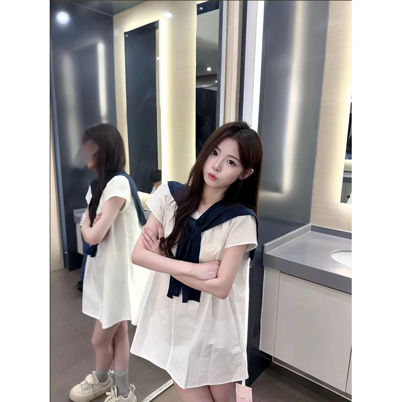 2025年夏季甜美气质白色泡泡袖短袖T恤衫宽松休闲显瘦小个子上衣