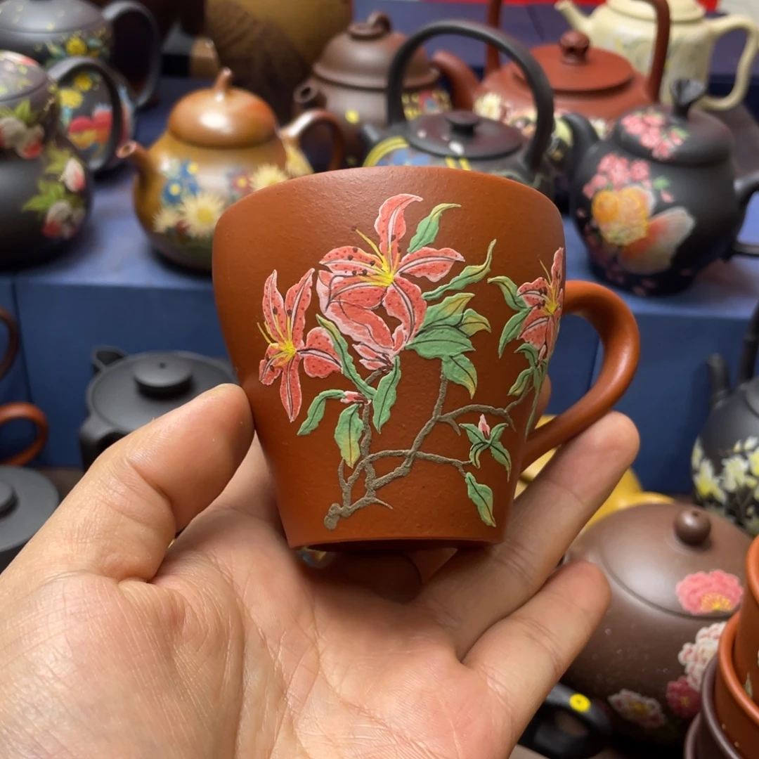 红泥茶杯紫砂主人杯160cc