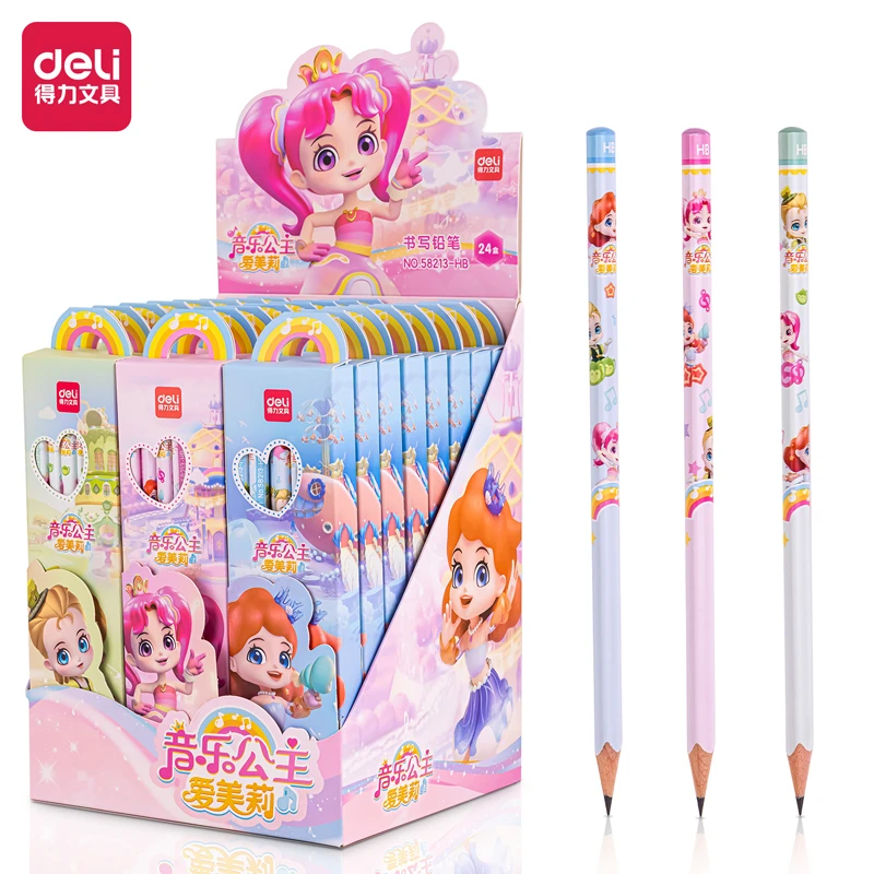 得力58213-HB音乐公主彩盒装HB铅笔(12支/盒)