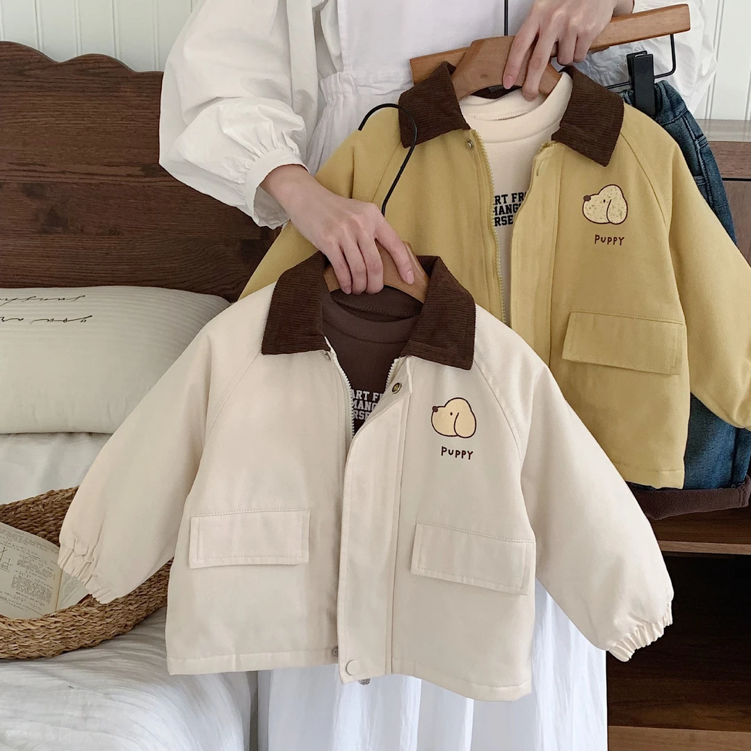 男童外套秋冬新款2024帅气休闲翻领棉服韩版保暖洋气潮