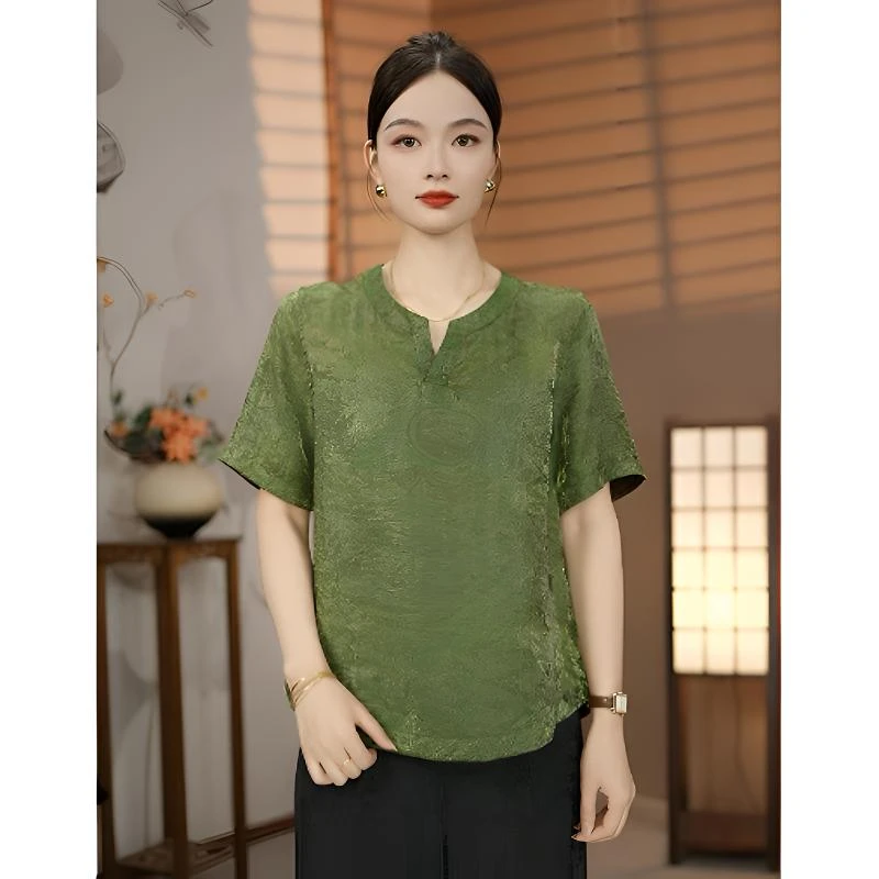 【高定款式】-新中式国风提花缎双面穿小衫