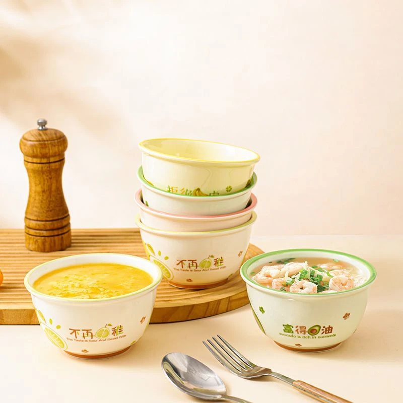 碗家用ins风高颜值陶瓷吃面碗釉下彩6英寸卡通可爱泡面碗大汤碗