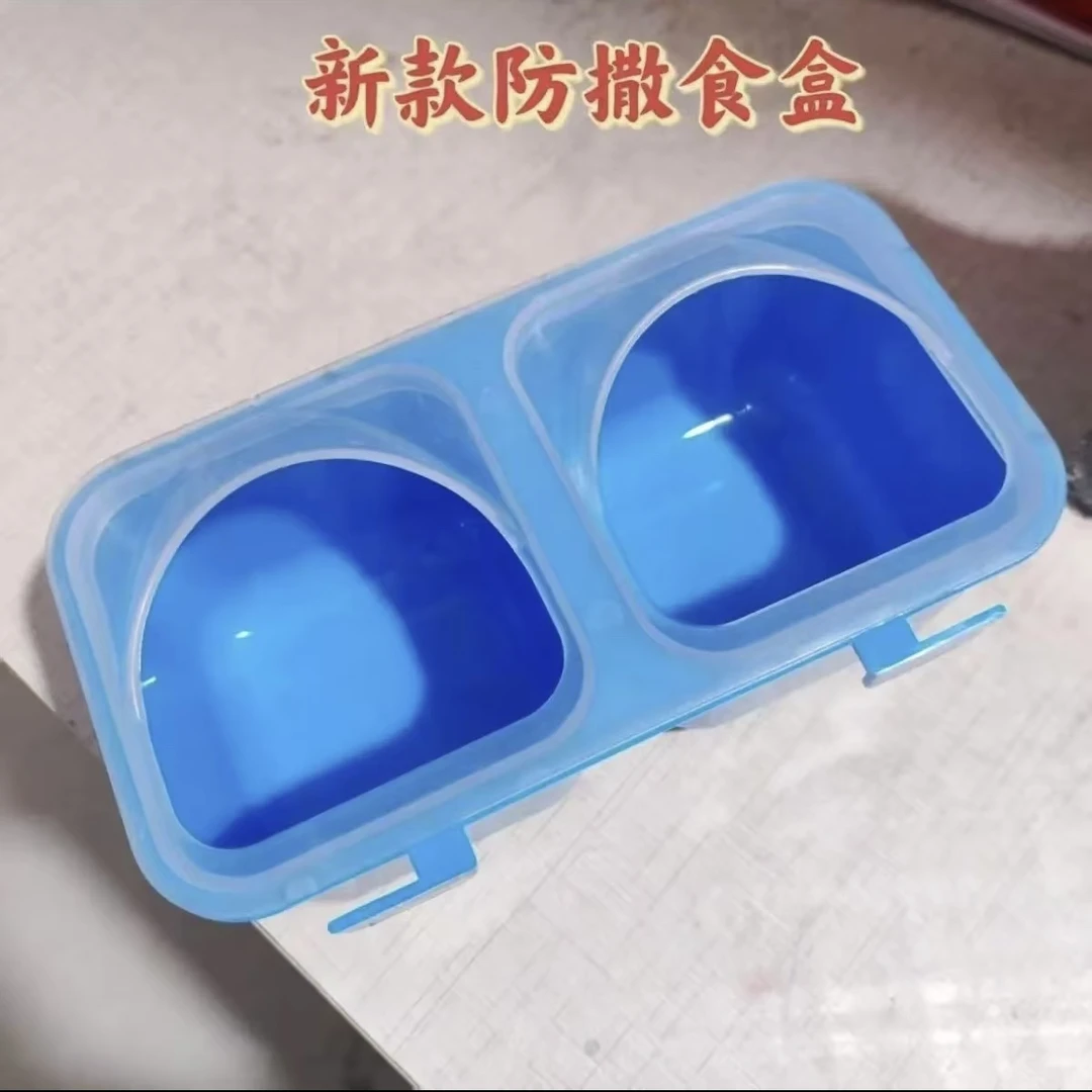 新款双碗 鸽子防撒两孔带盖食盒喂食器食、水、保健砂均可使用