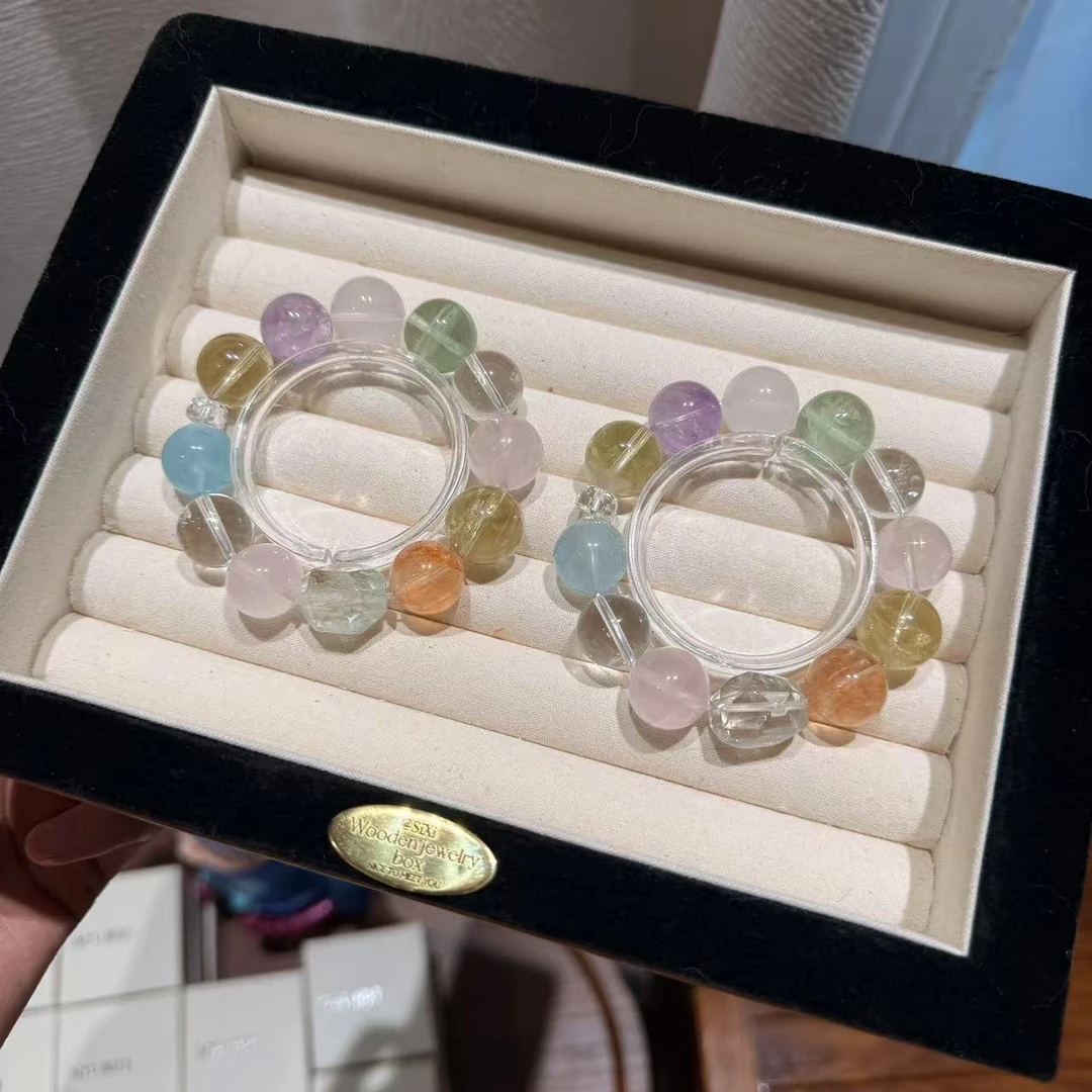 「薄暮浮光」海蓝宝绿萤石多宝水晶手串手链 多样性发其一ZX56