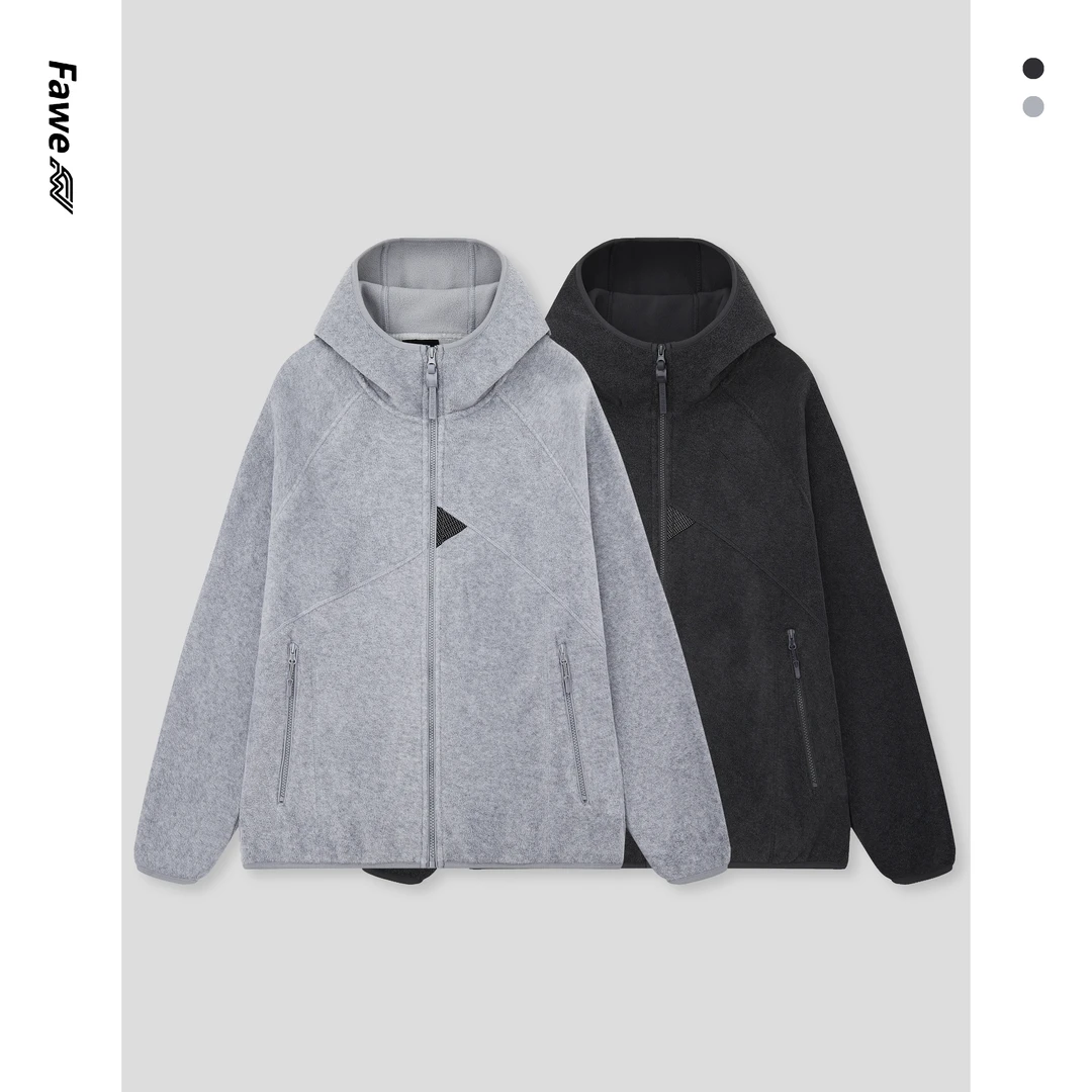 2025秋冬男摇粒绒宽松型连帽运动拉链时尚抓绒外套FW25099