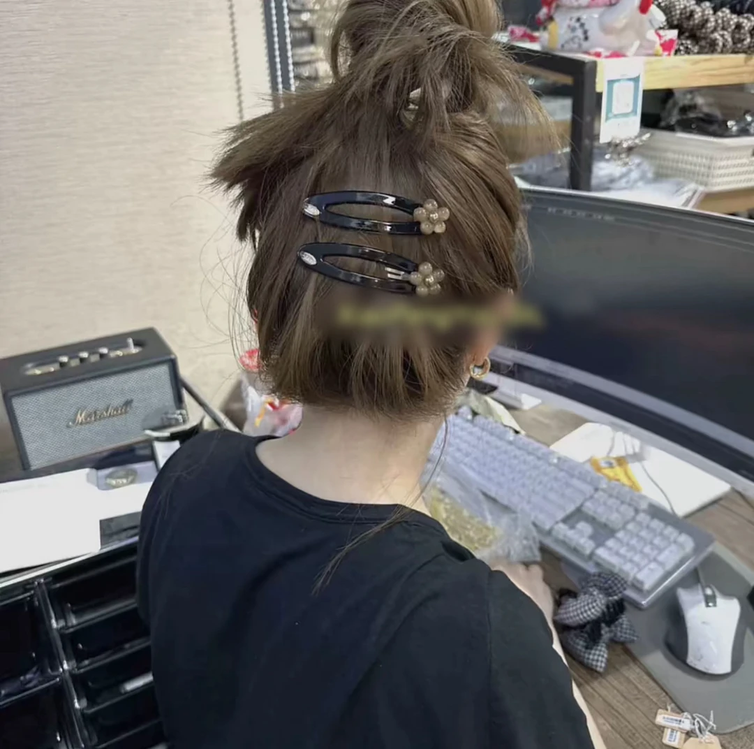 韩国咖色晕染小花掰掰夹（一对）